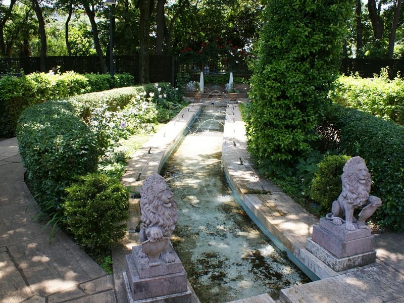 小平ふれあいパーク　噴水周辺に配置された植栽