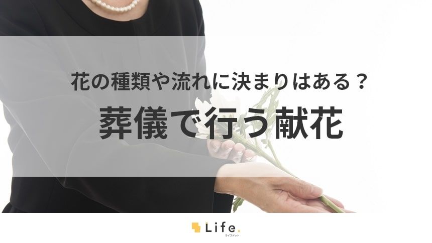 白い菊を献花する女性
