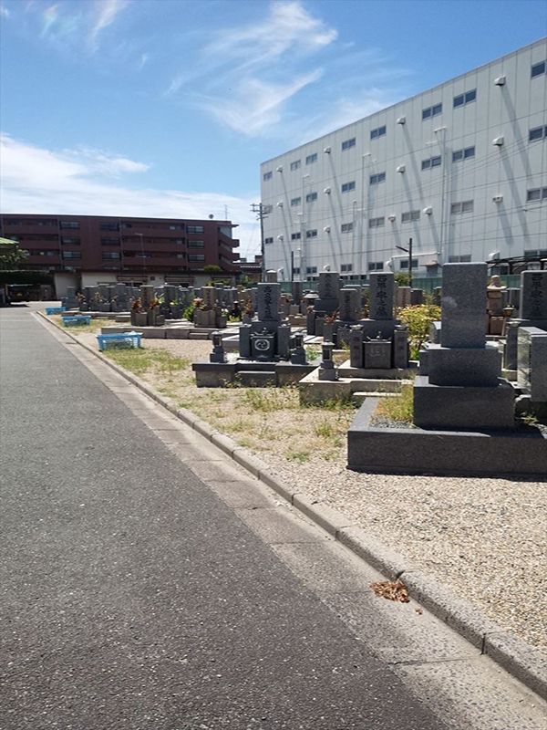 東大阪市営 楠根墓地　日の当たる墓地内